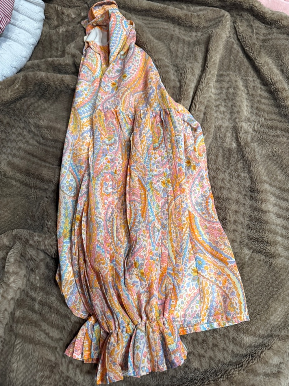Colorful Paisley long sleeve Ruffle-Sleeve blouse